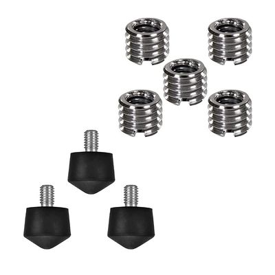 1/4 Universal Anti Slip Rubber Tripod Feet (3pcs) + Metal 1/4 inch to 3/8 inch Tripod Thread Adapter (5pcs)