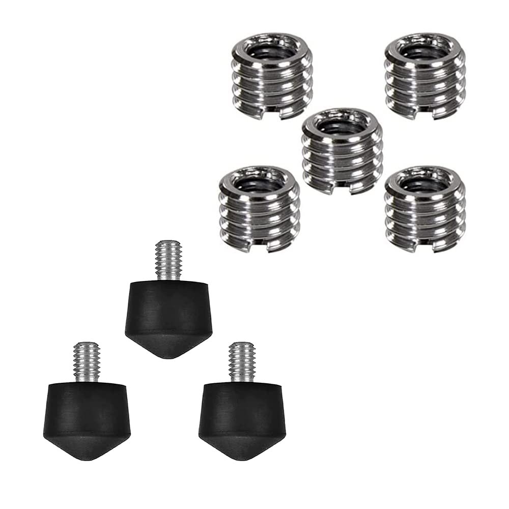 1/4 Universal Anti Slip Rubber Tripod Feet (3pcs) + Metal 1/4 inch to 3/8 inch Tripod Thread Adapter (5pcs)