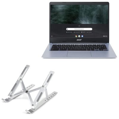 BoxWave Stand and Mount Compatible with Acer Chromebook 314 (CB314-1H) - Compact QuickSwitch Stand, Portable Multi Angle Viewing Foldable Riser - Metallic Silver