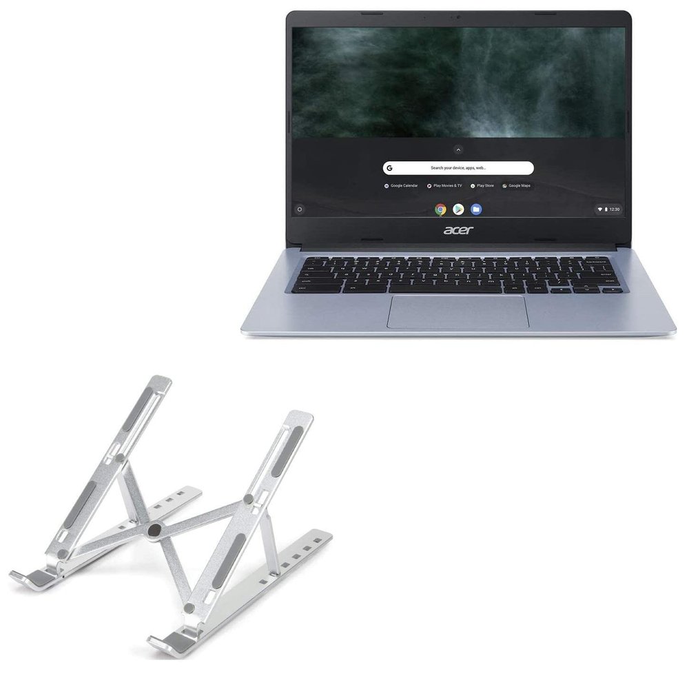 BoxWave Stand and Mount Compatible with Acer Chromebook 314 (CB314-1H) - Compact QuickSwitch Stand, Portable Multi Angle Viewing Foldable Riser - Metallic Silver