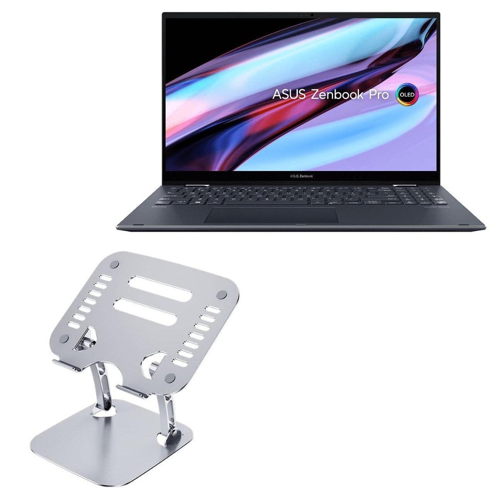 BoxWave Stand and Mount Compatible with ASUS ZenBook Pro 15 Flip (Q539) - Executive VersaView Laptop Stand, Ergonomic Adjustable Viewing Angle Metallic Riser - Metallic Silver