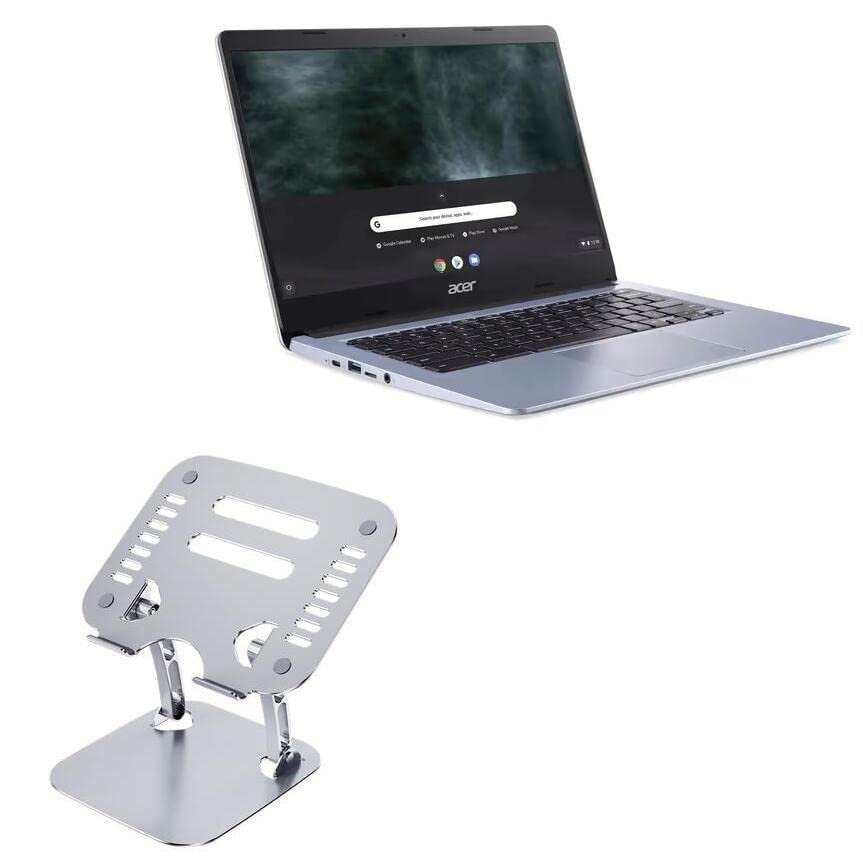 BoxWave Stand and Mount Compatible with Acer Chromebook 314 (CB314-1HT) - Executive VersaView Laptop Stand, Ergonomic Adjustable Viewing Angle Metallic Riser - Metallic Silver
