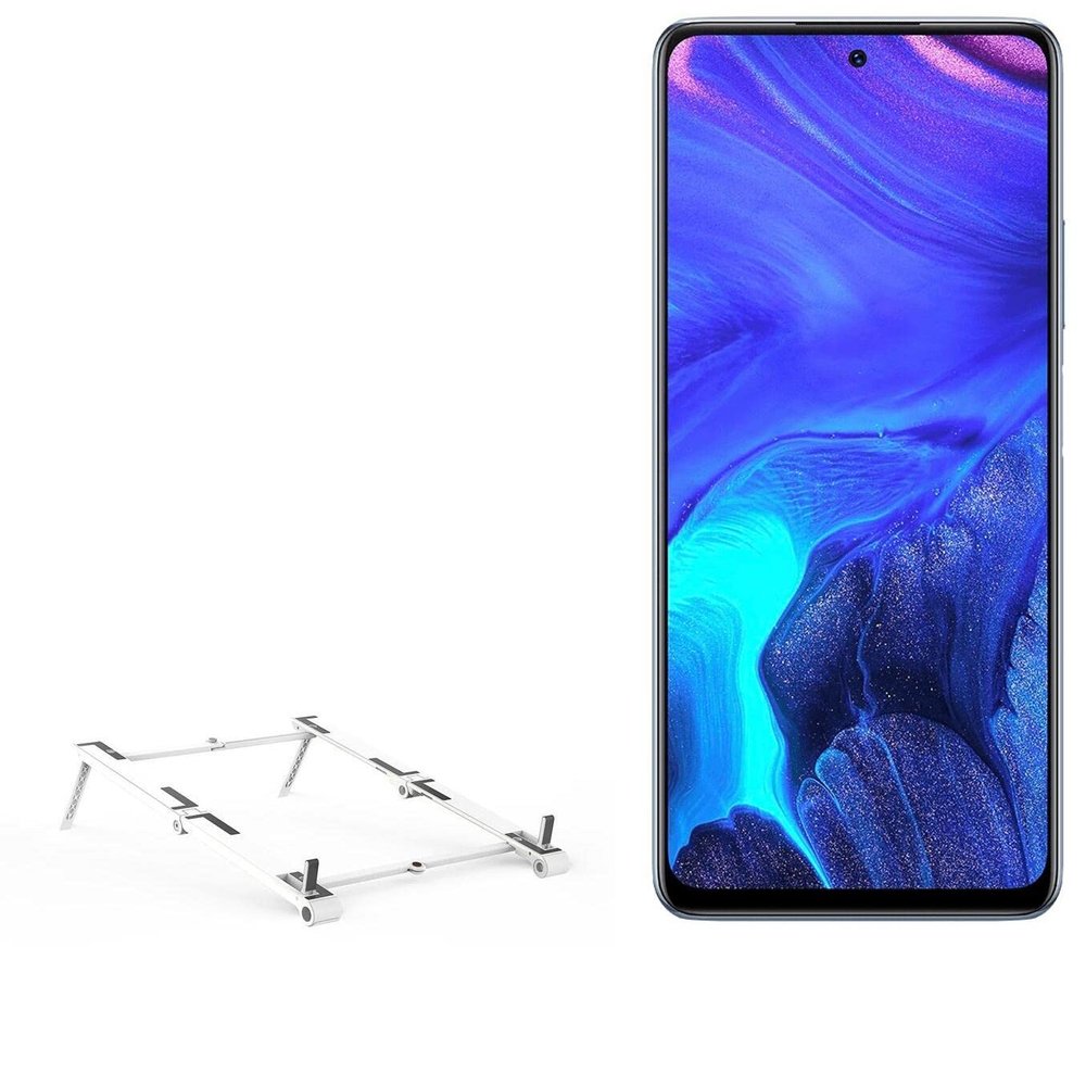BoxWave Stand and Mount Compatible with Infinix Note 10 Pro - Pocket Aluminum Stand 3-in-1, Portable Multi Angle Viewing Riser - Metallic Silver