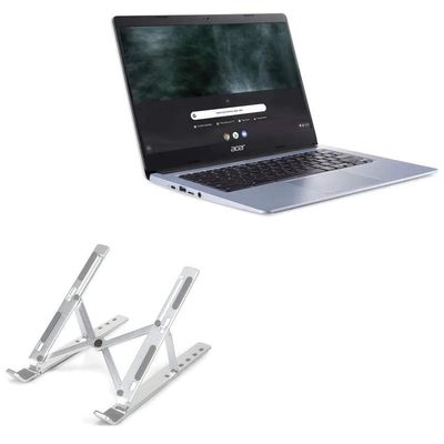 BoxWave Stand and Mount Compatible with Acer Chromebook 314 (CB314-1HT) - Compact QuickSwitch Stand, Portable Multi Angle Viewing Foldable Riser - Metallic Silver