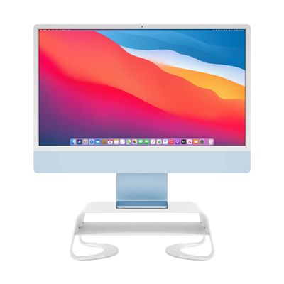 Twelve South Curve Riser Monitor Stand | Ergonomic Desktop Stand with Storage Shelf for iMac and Displays, Matte White