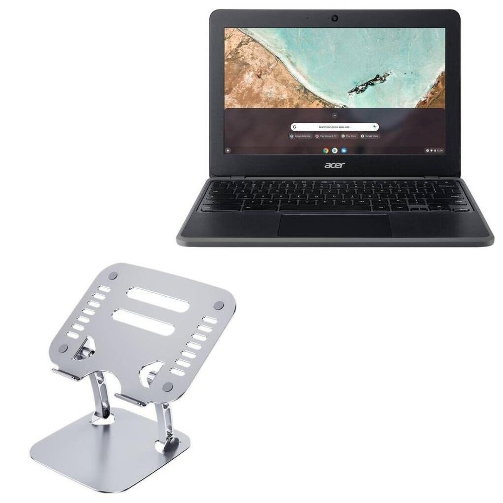 BoxWave Stand and Mount Compatible with Acer Chromebook 311 (C722T) - Executive VersaView Laptop Stand, Ergonomic Adjustable Viewing Angle Metallic Riser - Metallic Silver