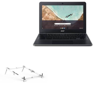BoxWave Stand and Mount Compatible with Acer Chromebook 311 (C722T) - Pocket Aluminum Stand 3-in-1, Portable Multi Angle Viewing Riser - Metallic Silver