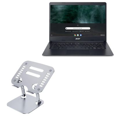 BoxWave Stand and Mount Compatible with Acer Chromebook 314 (C933) - Executive VersaView Laptop Stand, Ergonomic Adjustable Viewing Angle Metallic Riser - Metallic Silver
