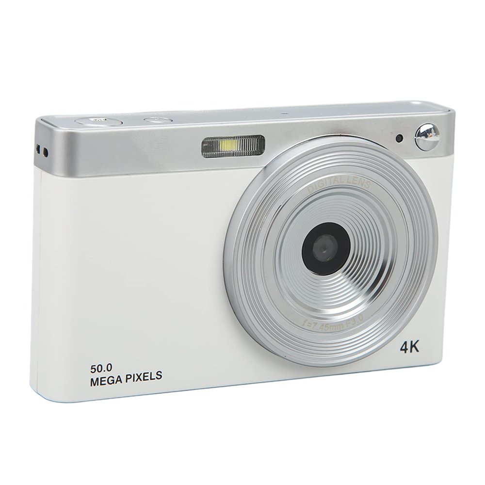 4K Digital Camera, 2.88in Camera, Mini Kid Camera with AF Autofocus Function & LED Fill Light Vlogging Camera Video Camera Portable Kids Teens Gifts for Macro (White)