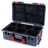 Charcoal Pelican 1535 Air case with Red Handles & latches. Comes with Trekpak dividers & mesh lid organizer. view 1