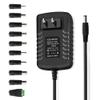 12V 2A DC Power Supply Adapter, Power Cord with 5.5mm x 2.5mm Barrel Jack & 10 Tips - Center Positive, AC 100-240V 50-60Hz to DC 12 Volts 2Amp, for 12VDC Digital Piano/Keyboard LED Strip BT Speakers view 1