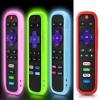 4 Pack Case for Roku Remote, Cover for Hisense/TCL Roku TV Steaming Stick/Express, Silicone Protective Controller Universal Replacement Sleeve Skin Glow in The Dark Pink Green Blue with Lanyards view 1