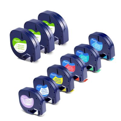 3 White + 6 Multi-Color Compatible with Dymo Letratag Label Maker Refills for Dymo LT-100T LT100H Puls Label Maker
