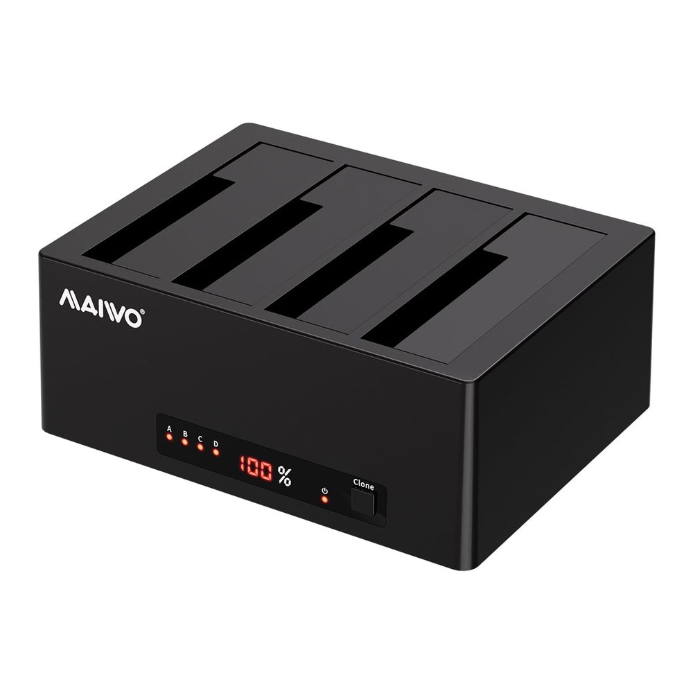 MAIWO 4 Bay Hard Drive Docking Station Cloner for 2.5 3.5 Inch SATA HDD SSD, USB 3.0 5Gbps Speed with UASP, 96TB Capacity, External HDD Duplicator Reader