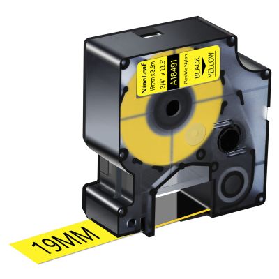 Nineleaf Rhino 5200 Label Tape Compatible for Dymo 18491 Rhino 4200 Lables Flexible Nylon Work with Dymo Rhino Pro LabelWriter Industrial 6000 Label Makers,Black on Yellow,3/4'' x 11.5',40-Pack