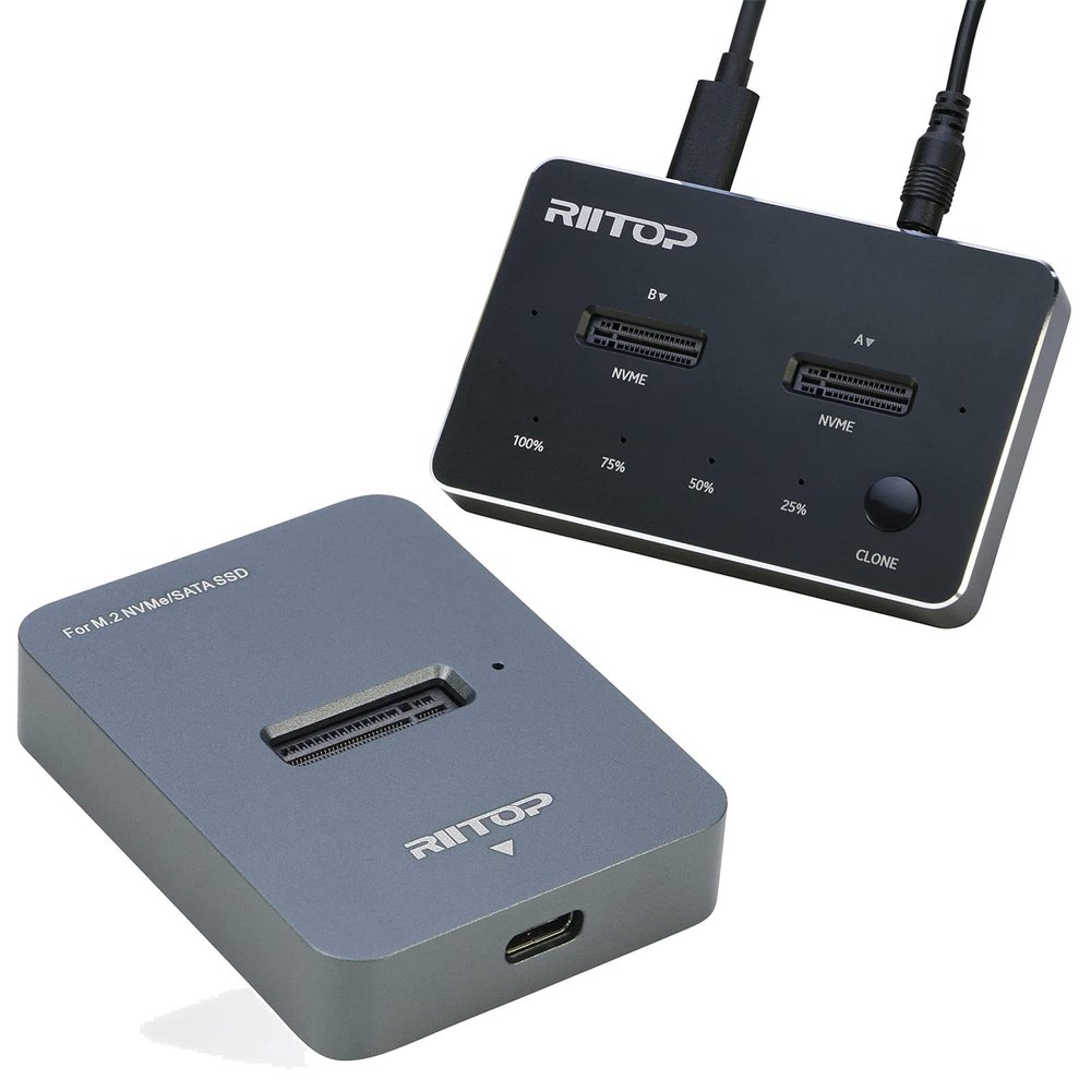 1 Bay M.2 to USB Docking Station + 2 Bay NVMe to USB Docking with Offline Clone