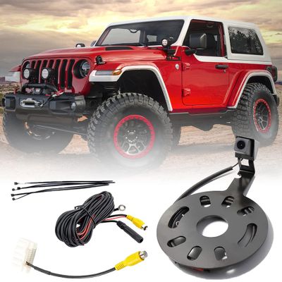 WASTOREEL Car Backup Camera Reverse Rear View Spare Tire Mount Camera Kit Compatible with Jeep Wrangler JK 2007-2018 W/Wire Adapter Waterproof Wide Angle Guidelines