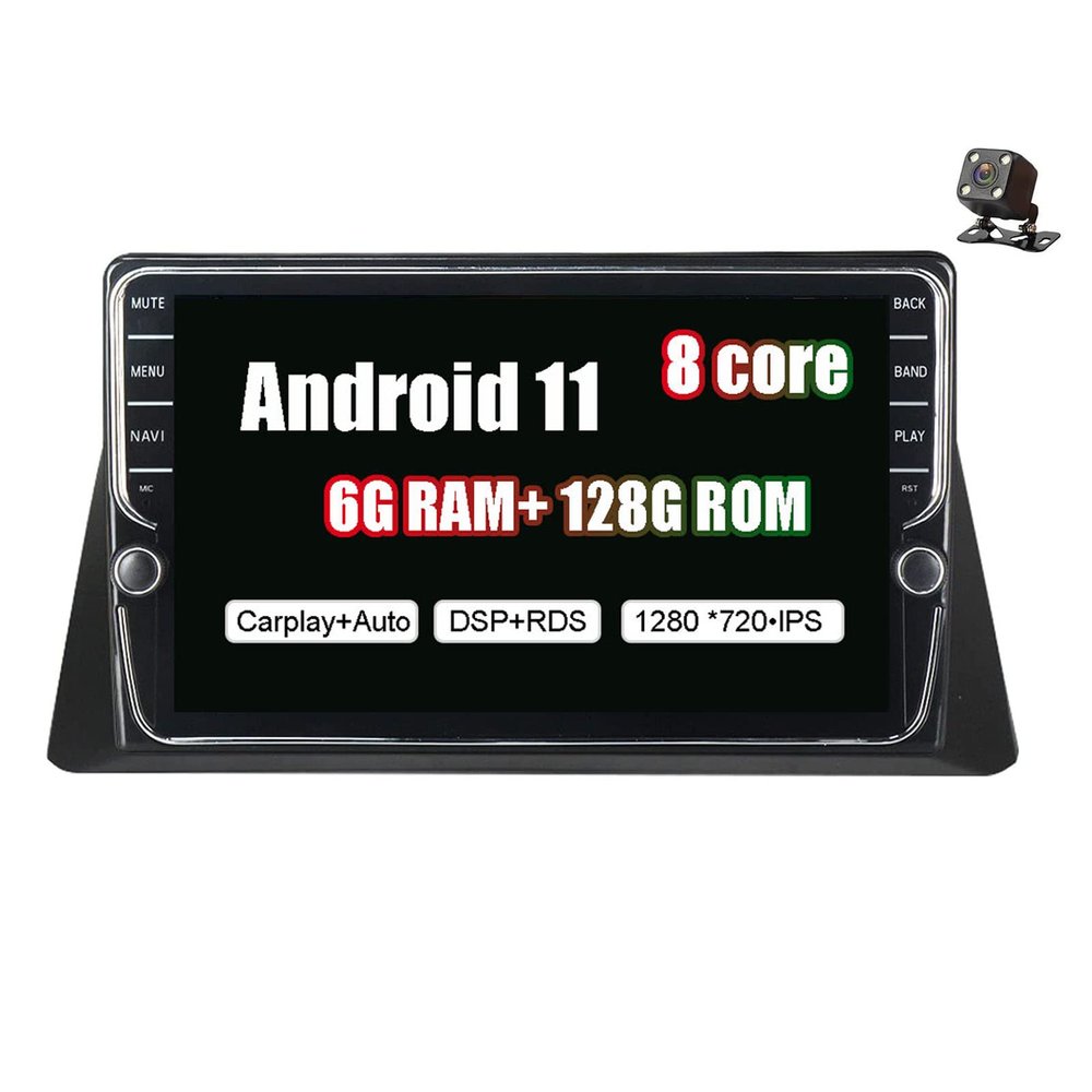 Double Din Car Stereo Android 11 Car Player GPS Navi Radio 9 Inch Head Unit for Honda Accord 2008-2012 GPS Navigation USB FM AM RDS Radio Support WiFi Carplay Steering Wheel Control