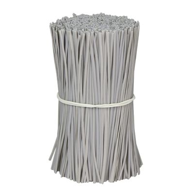 Queenbox 100 Pcs 8cm Flat Gardening Cable Ties, Flexible Plastic Iron Wire Twist Ties for Garden Crops Cable Organizing, Gray