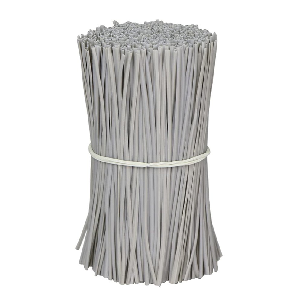 Queenbox 100 Pcs 8cm Flat Gardening Cable Ties, Flexible Plastic Iron Wire Twist Ties for Garden Crops Cable Organizing, Gray