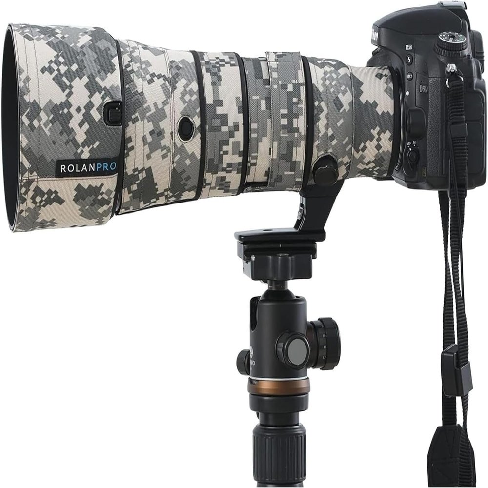 ROLANPRO Rainproof Lens Cover for Nikon AF-S 500mm F5.6E PF ED VR Rain Cover - Durable and Versatile Lens Protection Case Sleeve #UCP Gray Camo Waterproof