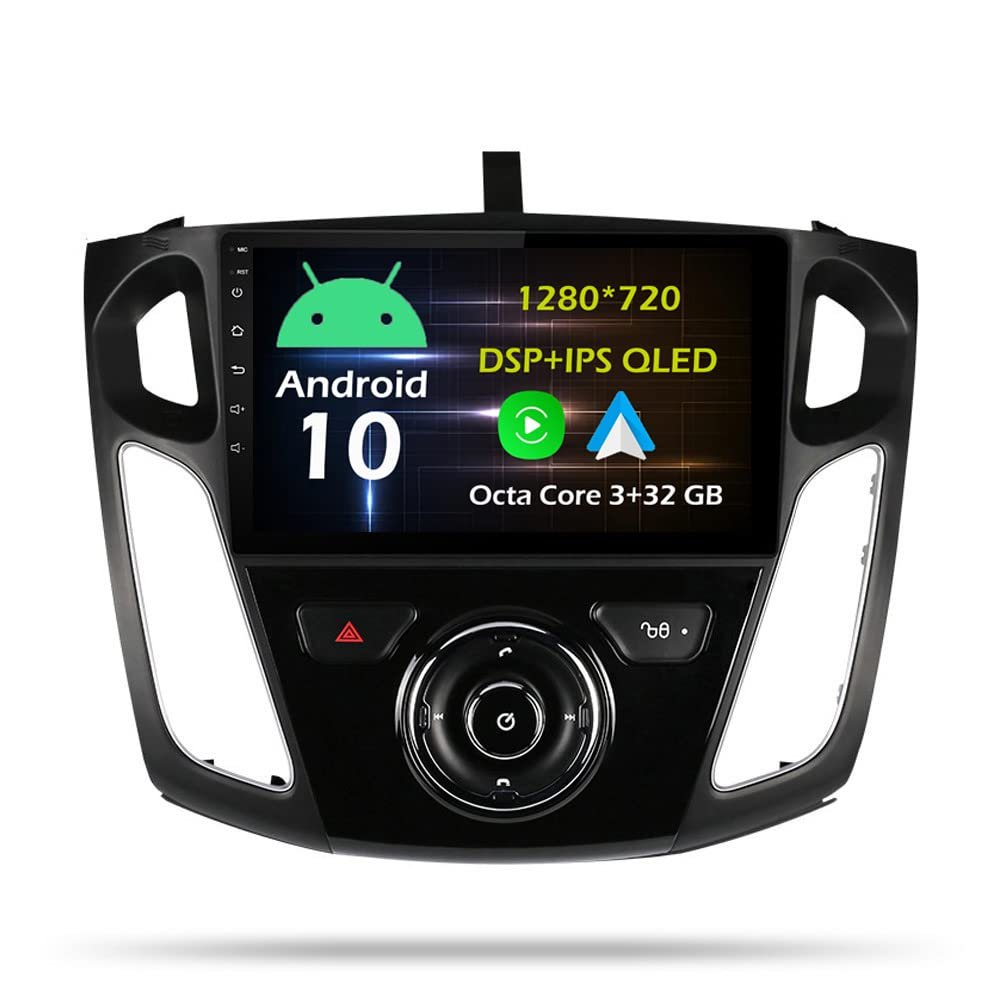 Bestycar 9'' Android Car Stereo Radio fits for Ford Focus 3 MK 3 2011-2018 Octa Core Android 10.0 Touchscreen Headunit Support GPS Navigation Carplay Android Auto Bluetooth SWC AHD Backup Camera-3+32