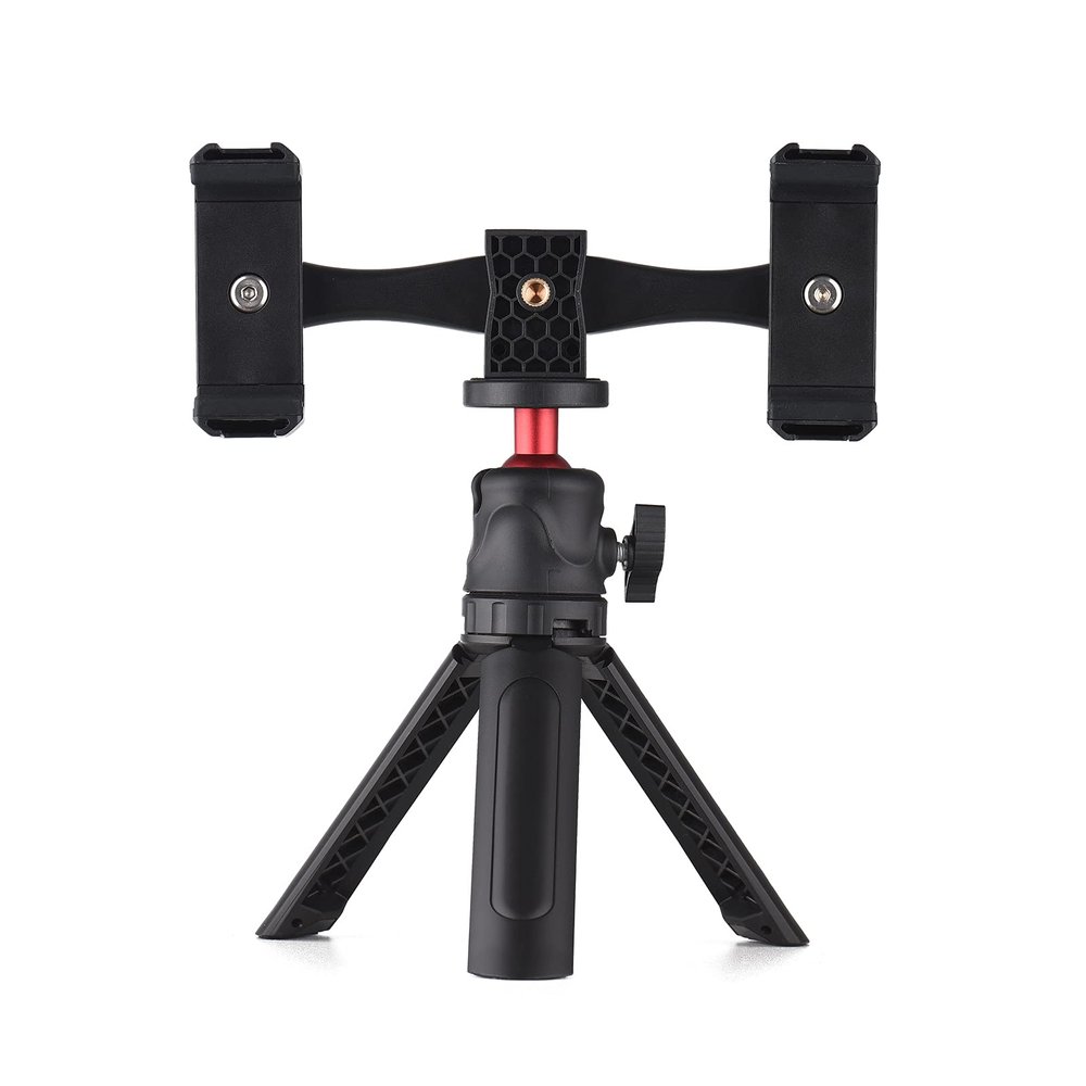 Andoer Andoer Multifunction Smartphone Video Kit with Universal Phone Tripod Stand with Dual Phone Holder 4 Cold Shoe Stands + Table Tripod, Black