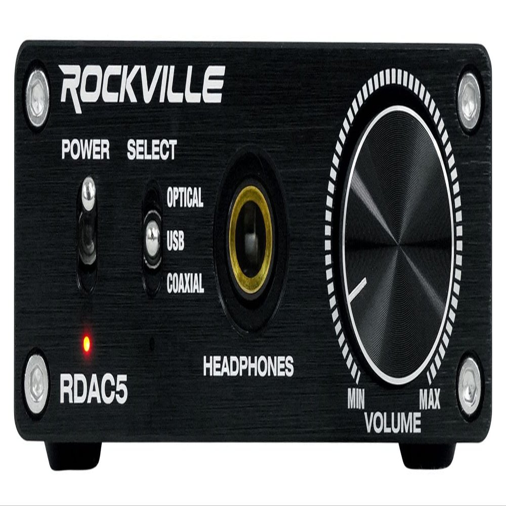 Rockville RDAC5B DAC Digital to Analog Converter, USB/Optical/Coax/RCA, 24-Bit Support, Up to 192kHz Input, Headphone Amp, for Home Audio and Gaming
