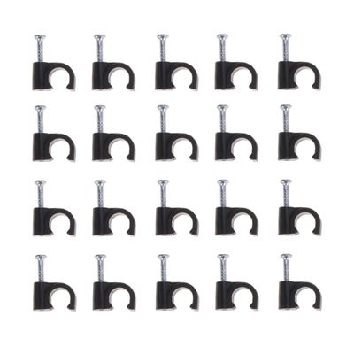 DOITOOL 100pcs Black Plastic Cable Clips for Cord Organization Wall Clamp Fasteners for Home Office and School Wire Holders for Telephone and Ethernet Cables