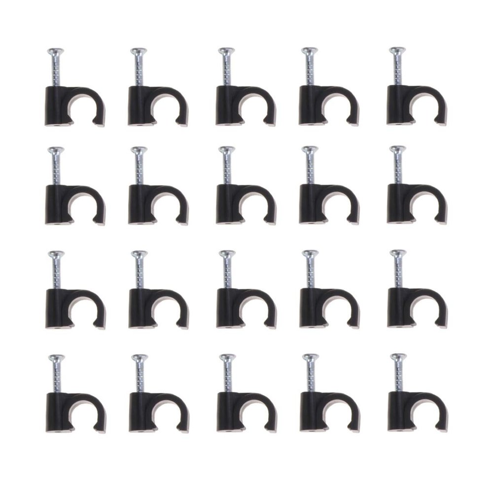 DOITOOL 100pcs Black Plastic Cable Clips for Cord Organization Wall Clamp Fasteners for Home Office and School Wire Holders for Telephone and Ethernet Cables