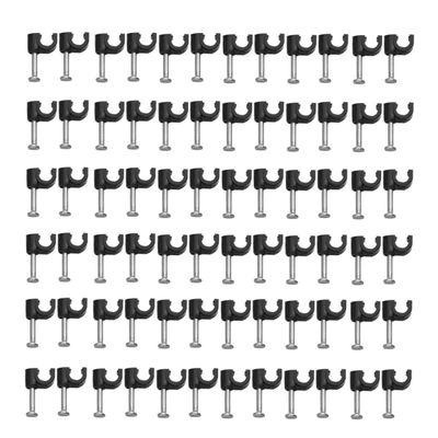 100Pcs 4Mm Black Cable Clips with Steel Nails for Wire Management, Cord Organizer for Telephone Lines, Power Cables, USB Cords, Network Wires, Easy Installation for Home and Office
