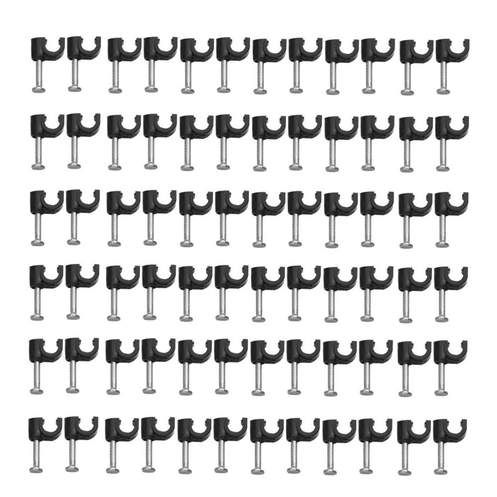 100Pcs 4Mm Black Cable Clips with Steel Nails for Wire Management, Cord Organizer for Telephone Lines, Power Cables, USB Cords, Network Wires, Easy Installation for Home and Office
