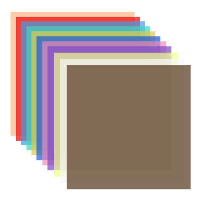 Andoer 11 Colours/Set Transparent Gel Light Filter 30 x 30 cm/ 12 x 12 in Coloured Overlays Tinted Correction Gels Light Filters Plastic Sheets for LED Light Studio Flash Strobe DJ Light