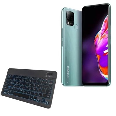 BoxWave Keyboard Compatible with Infinix Hot 10T - SlimKeys Bluetooth Keyboard - with Backlight, Portable Slim LED 7 Colors - Jet Black