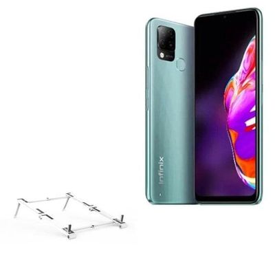 BoxWave Stand and Mount Compatible with Infinix Hot 10T - Pocket Aluminum Stand 3-in-1, Portable Multi Angle Viewing Riser - Metallic Silver