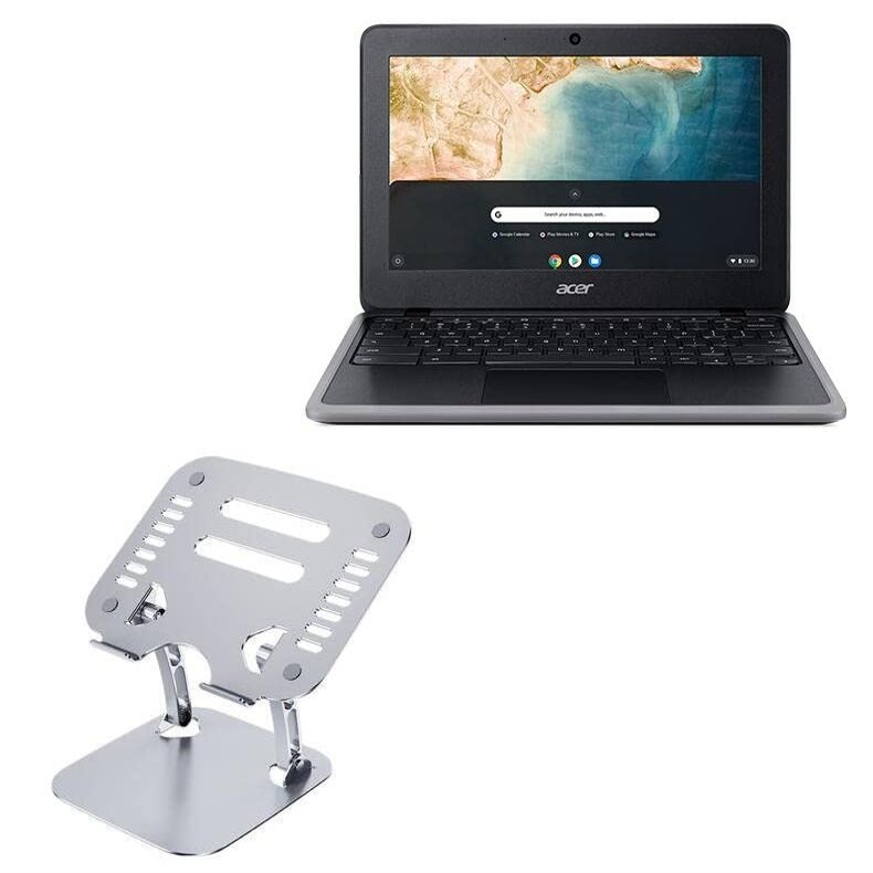 BoxWave Stand and Mount Compatible with Acer Chromebook 311 (C733) - Executive VersaView Laptop Stand, Ergonomic Adjustable Viewing Angle Metallic Riser - Metallic Silver