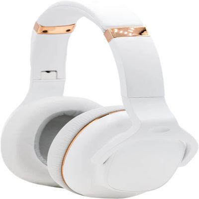 WAVV Element Active Noise Cancelling Headphones Wireless Over Ear Bluetooth Headphones with Microphone, Deep Bass, Quick Charge 40H Playtime, Comfortable Ear Pads for Cellphone/TV/PC/Laptop White