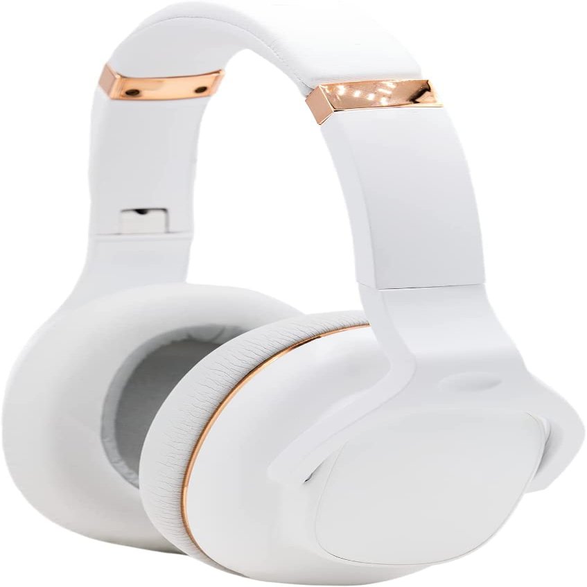 WAVV Element Active Noise Cancelling Headphones Wireless Over Ear Bluetooth Headphones with Microphone, Deep Bass, Quick Charge 40H Playtime, Comfortable Ear Pads for Cellphone/TV/PC/Laptop White