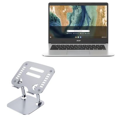 BoxWave Stand and Mount Compatible with Acer Chromebook 314 (CB314-2HT) - Executive VersaView Laptop Stand, Ergonomic Adjustable Viewing Angle Metallic Riser - Metallic Silver