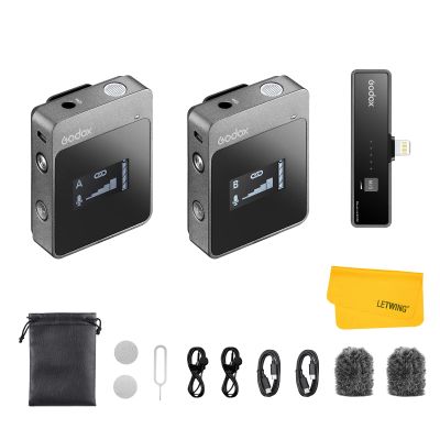 GODOX MoveLink LT2 Wireless Lavalier Microphone for iPhone, iPad, Suitable for Video Interview Podcast Vlog YouTube