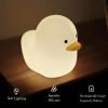 Silicone Duck Night Light for Kids, LED Sleep Nursery Bedside Lamp Rechargeable, with Touch Sensor Timer Parenting Light for Children's Holiday Gift, Yellow view 4