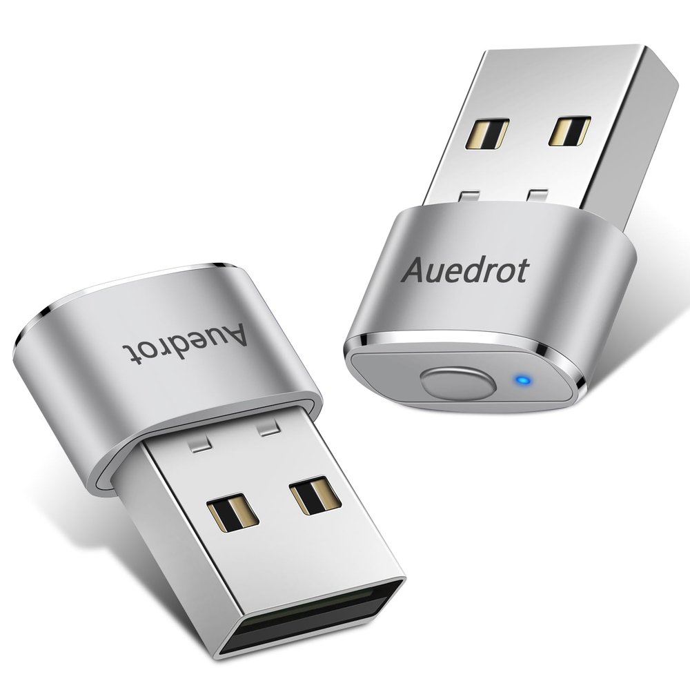 AUEDROT Mouse Jiggler Undetectable Metal USB Mouse Mover with Switch Button, Automatic Mini Mouse Shaker with 2 Jiggle Modes, Plug and Play, Keep Computer/Laptop Awake, Silver, 2 PCS