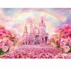 SJOLOON Castle Backdrop Sping Pink Flower Kids Birthday Party Banner Rainbow Photography Background Studio Props 12443(8x6FT) view 1
