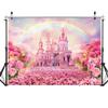 SJOLOON Castle Backdrop Sping Pink Flower Kids Birthday Party Banner Rainbow Photography Background Studio Props 12443(8x6FT) view 2