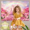 SJOLOON Castle Backdrop Sping Pink Flower Kids Birthday Party Banner Rainbow Photography Background Studio Props 12443(8x6FT) view 3