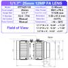 12MP 25mm 1/1.7" Fixed Focus Lens f/2.4 C Mount Machine Vision High Resolution Industrial Camera Manual Lris Lenses view 2