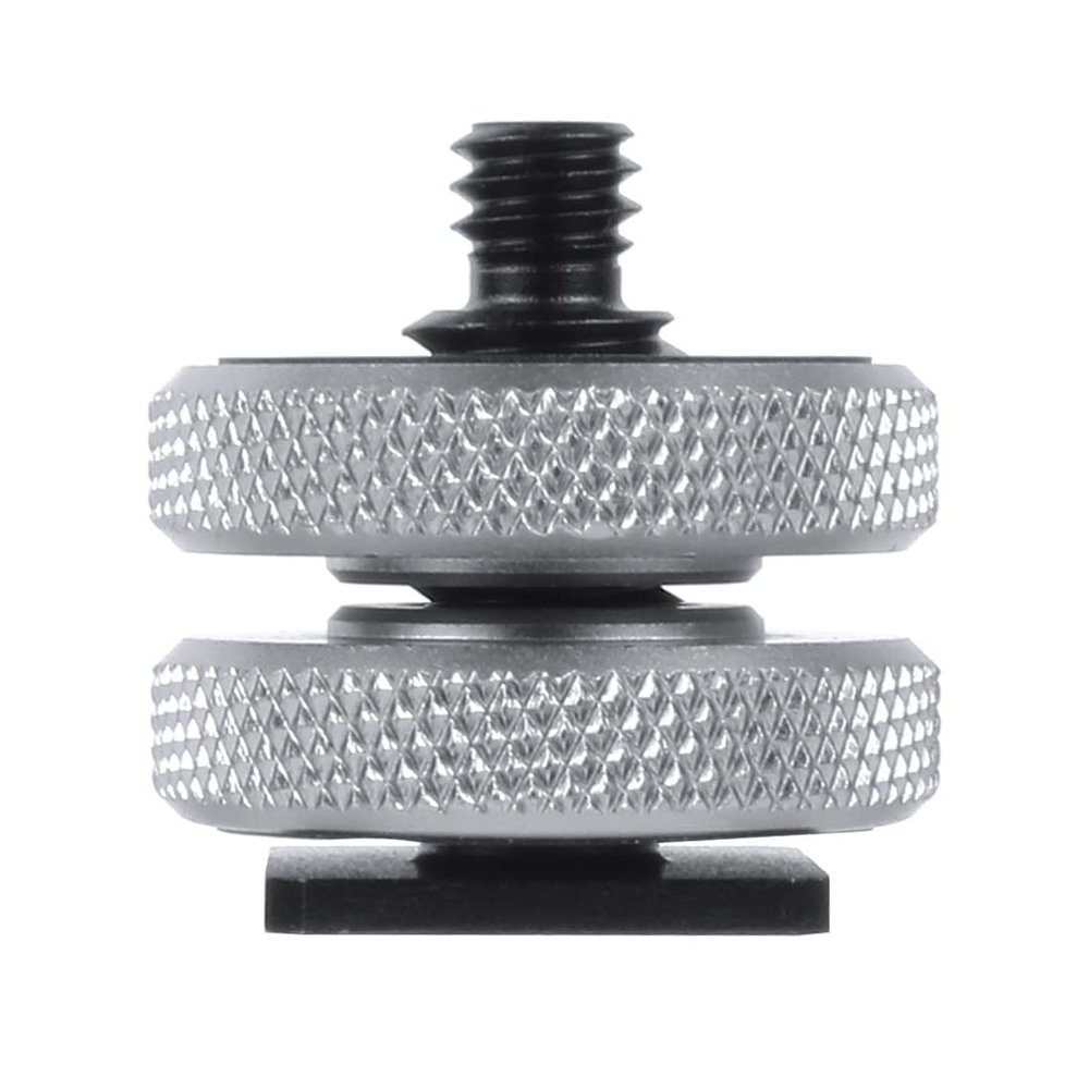 FEICHAO 3/8" to 1/4" Dual-Layer Hot Shoe Holder for Microphone Light Connection Compatible with Hero 13, OSMO 360, Osmo Action (Hot Shoe Seat)
