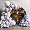 Leyiyi 5x5ft Luxurious Round Backdrop Luxury Geometric 1920s Black and Gold Background for Photography Happy Birthday Circle Backdrop Cover Adults Kids Birthday Baby Shower Decor Photo Booth Props view 2