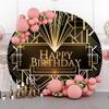 Leyiyi 5x5ft Luxurious Round Backdrop Luxury Geometric 1920s Black and Gold Background for Photography Happy Birthday Circle Backdrop Cover Adults Kids Birthday Baby Shower Decor Photo Booth Props view 3