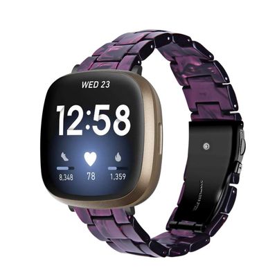 Resin Band Compatible for Fitbit Versa 4/Sense 2 Replacement Band Strap Breathable Bracelet Wristband for Versa 4 Smartwatch Accessories (Purple)
